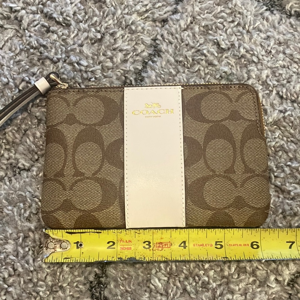 Coach Signature Brown and Cream Wristlet - Picture 8 of 9